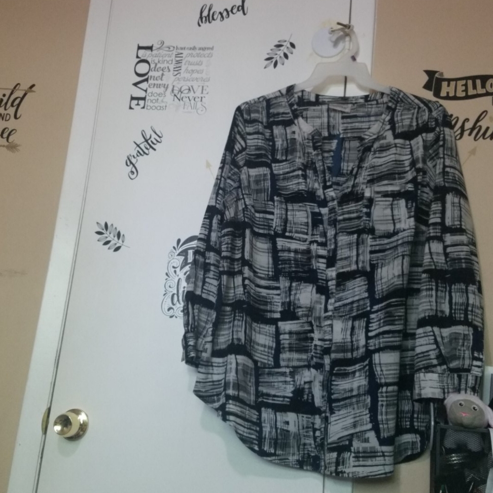 Grey and black blouse